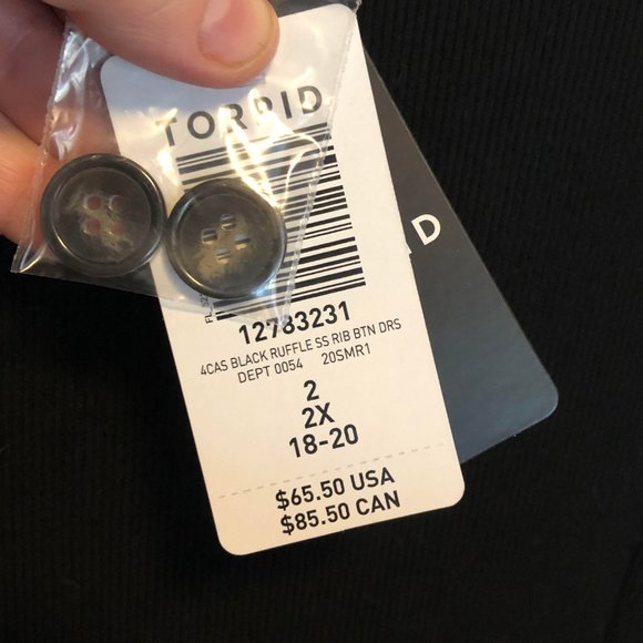 SOLD Torrid Black dress SS button hi-lo 2X NWT - Picture 5 of 6